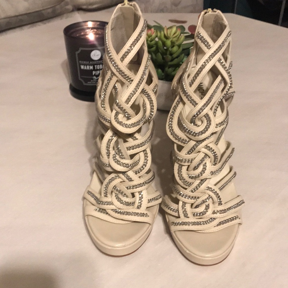 Michael Shannon heels- off white and chain
